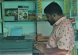 Tamaraiselvan at his shop at Dharmapuri