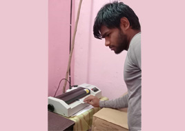 Thamarai at work at the Dharmapuri shop